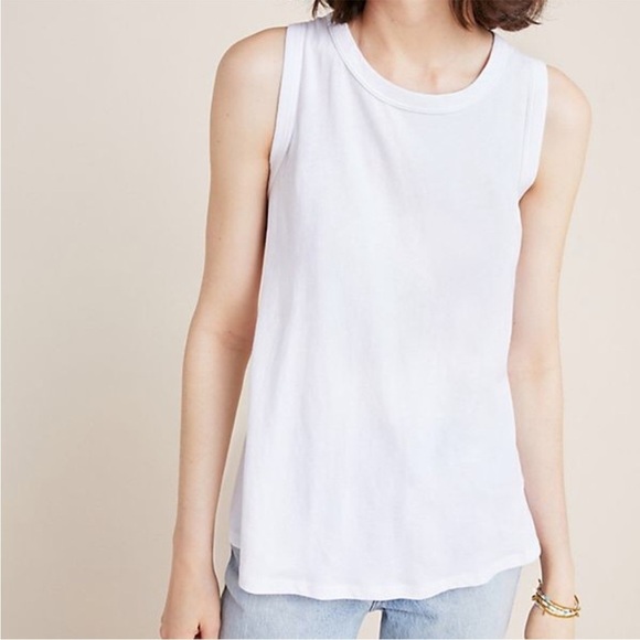 Anthropologie Dolan Lucy Tank Side Embroidered Top Split Back White Sz M - Picture 3 of 13